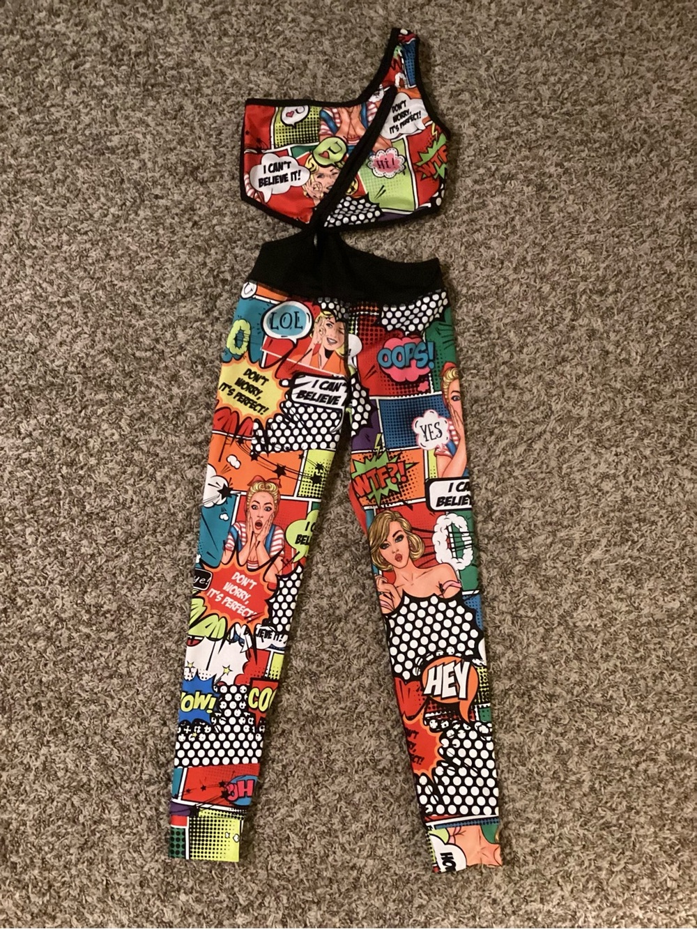 Custom-Made Pop Art Latino Dance One-Shoulder Multicolor Bodysuit | One Size